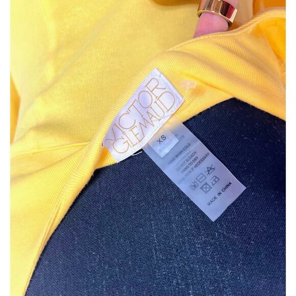 Victor Glemaud Flared Cotton-Blend Mini Dress in Yellow Size XS Pullover Jersey - Picture 7 of 7